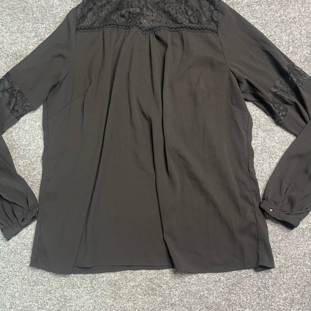 Junarose Womens Blouse Black Long Sleeve Button Cuff High Neck Stretch Lace 18 - Picture 6 of 9